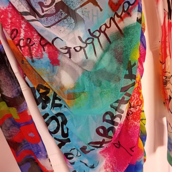 Dolce and Gabbana Tulle Midi Dress In Graffiti Print size 4 - Picture 5 of 7